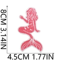 Pink mermaid tail embroidered patch with white edges and precise size measurements - Mermaid Style (No.2)