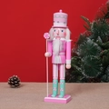 30cm pink candy-themed wooden nutcracker soldier ornament for Christmas home decor - 30cm / Pink King
