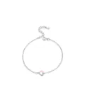 S925 Sterling Silber Herz Armband mit Rosa Emaille und Weißen Zirkonia Steinen - 925er Silber / Rosa