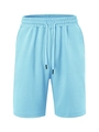 Sky blue men's casual shorts with waffle texture and elastic drawstring waistband - Light Blue