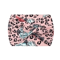 Elastic wide headband for women featuring pink leopard and floral print with a center knot - 35-Leopard Floral