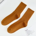 Caramel colored ribbed crew socks for women in a minimalist candy color style - One Size / Caramel