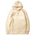 Beige oversized hoodie with 'be kind... of a bitch' letter print and kangaroo pocket - S / Khaki