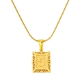 Vintage style gold stainless steel snake chain necklace with rectangular letter S pendant - Letter S