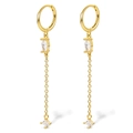 Eleganti orecchini a goccia dorati con catene a nappa e perni in argento sterling S925 - Zircone Bianco - Placcato Oro