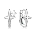 Minimalistische S925 Sterlingsilber Ohrringe mit Doppelstern-Design und Hochglanz-Finish - 925er Silber / Silber