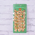 Set of 12 metallic gold Christmas decoration bows on a green retail display card - 12Pcs (With Card) / Gold