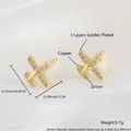 Golden airplane zircon stud earrings in copper with dimensions of 0.8cm by 1cm - Airplane