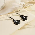 Pendientes de gota de fantasma negro estilo Halloween con acabado brillante y elegante - Fantasma Negro (WH1286)