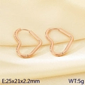 Rose gold stainless steel heart hoop earrings measuring 25x21mm with a polished finish - Heart (KE117997-KC)
