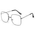 Gafas retro cuadradas de metal gris plomo de gran tamaño con terminales negros - Marco cuadrado grande de metal / Color gunmetal