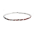 2.0mm silver elastic bridal bracelet with single row of red and iridescent rhinestones - Silver Multi-layer Red Iridescent Rhinestone