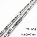 Zilveren roestvrijstalen heren gourmet ketting van 7mm breed en 600mm lang - 7mm*600mm / Zilver