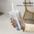 Tall Blue+White Lid+White Straw
