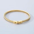 Pulsera para hombre de acero inoxidable dorado con cadena de espiga y cierre cuadrado - Estilo de Cadena de Serpiente de Hueso de Dragón (KB184575-KFC) / Dorado