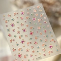 Adesivi per unghie 5D fiori vintage m-1307 con motivi floreali macaron e dettagli dorati - M-1307 Fiori Vintage Rilievo e Stampa Oro
