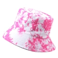 Cappello alla pescatora tie-dye rosa e bianco in cotone con tesa cucita - 58cm / Tie-dye Dolce Rosa Bianco (Colore 7)