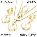 Parure en acier inoxydable doré avec collier et boucles d'oreilles rose émaillé - Style Rose en Émail Blanc (KS220224-HM)