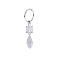 Zilveren neusring van roestvrij staal met witte zirkoon en druppelvormige hanger - Wit (NR24111601-3)