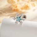 Silver snowflake ear stud with light blue star gemstone and screw back closure - Snowflake Light Blue Star (A1003-3#)