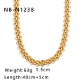 Details zur 18k vergoldeten Herz-Halskette mit Maßen 40+5cm und einem Gewicht von 63g - Gewebte Gliederkette (NB-N1238) / 18K Gold