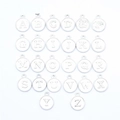 Set of 26 silver-finish circular A-Z alphabet charms for DIY jewelry making - Bright Silver