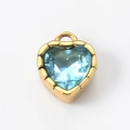 Ciondolo a cuore in zircone azzurro con montatura in acciaio inossidabile oro 18k - Zirconia Blu