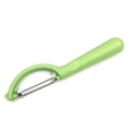 Ergonomic light green stainless steel vegetable peeler with a plastic handle on white back - Solid Handle / Green