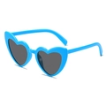 Fashionable heart-shaped sunglasses with vibrant blue frames and dark tinted lenses - Blue Frame Grey Lens
