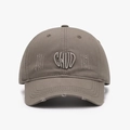 Distressed greyish-brown baseball cap with 3D CHUD letter embroidery and vintage torn design - Dark Khaki