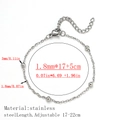 Minimalist stainless steel silver beaded bracelet with adjustable lobster clasp and link chain - Cross Beaded Style / 2mm Wide (17+5cm) / Steel