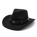 Classic black wool felt cowboy hat with leather band and silver star studs for men and women - M (56-58cm) / Black