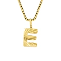 Golden titanium steel necklace with letter E pendant and sunburst textured finish - Letter E - Gold