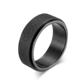 Minimalist black stainless steel spinner ring with matte sandblasted finish for men - Size 6 / Black