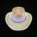 Iridescent LED cowboy hat with pearlescent finish and glowing edges for parties - Adult White-White Light