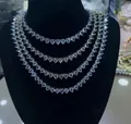 Micro-pave heart shape cubic zirconia necklace with silver finish in four varied sizes - 34cm Gold Choker Heart Necklace