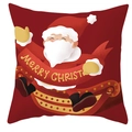 Detail of red Santa Claus pillowcase with Merry Christmas text and sleigh design - DRD247-11 (Red Sleigh)