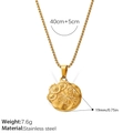 Minimalist golden stainless steel daisy flower pendant necklace with dimensions - XL440G Gold Sunflower Relief Necklace