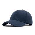 Classic navy blue faux suede baseball cap for men and women in minimalist solid color - Navy Blue