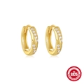 Luxurious S925 sterling silver huggie hoops in gold finish with sparkling diamond accents - 925 Silver / Gold #8