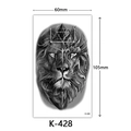 Waterproof temporary tattoo K-428 featuring a black and white lion head and geometric pattern - K-428 Geometric Lion Head