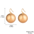 Golden spherical ball earrings with size measurements of 2.9cm by 2.0cm and 13.55g weight - Matte Ball Style (E4-15891A-3200) / Gold