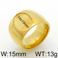 Polierter Herren-Siegelring aus Edelstahl in Gold mit 14x10mm ovaler Inlay-Fläche - US 6 / Gold
