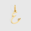 Pendentif lettre E en acier titane doré poli avec détail cœur pour colliers DIY - Lettre E