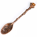 Vintage copper spoon with twisted branch handle and brown sphere crystal stone top - Crushed Stone Style / Tiger's Eye