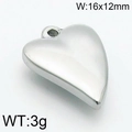 Ciondolo a cuore in acciaio al titanio argento lucido 16x12mm per collane - 16x12mm / Colore Acciaio (KLJ6793-Z)