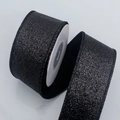 Sparkling black glitter Christmas ribbon roll for DIY gift wrapping and festive decoration - 4cm / Black