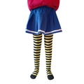 Kids Halloween yellow and black striped tights paired with a navy pleated skirt - 6-8 Years / Yellow and Black Stripes