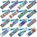 Set di 16 segnalibri Mandala 5D per pittura a diamante in pelle PU con nappe blu - Set Tema Piuma di Pavone Mandala (16 Pezzi/Pack)(SQ-88) / Selezione di Materiali Multipli