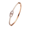 Bracciale rigido in acciaio inossidabile oro rosa con motivo occhio del male in cristallo - Oro rosa